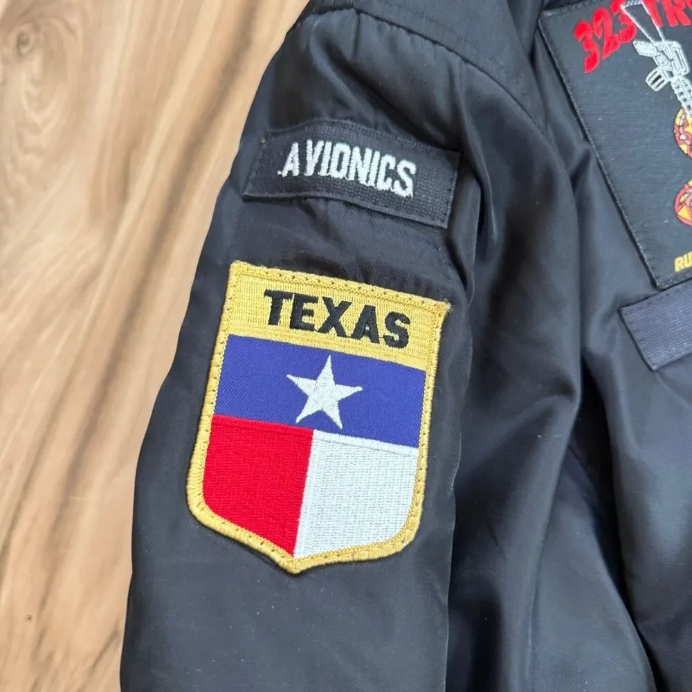 Ma1 Flyer Black Vintage Nylon Bomber Jacket Size M Black U.S. AIR FORCE PATCH